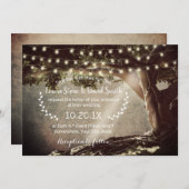 Vintage Baumhochzeit mit rustikalen String-Lichter Einladung (Vorne/Hinten)