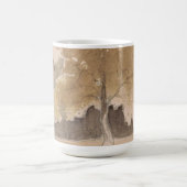 Vintage Baumlandschaft, neutrale Farbtöne Wasserfa Kaffeetasse (Mittel)