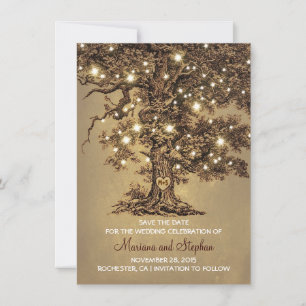 Vintage Baumlichter Rustikale Save The Date Einlad