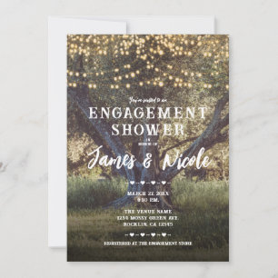 Vintage Baumlichter Wald Hochzeit Brausebad Einladung