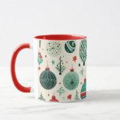 Vintage Baumschmuck Muster Retro Weihnachten Tasse (Links)