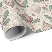 Vintage-Baumschmuck-Weihnachtsmuster Urlaub Geschenkpapier (Rolleneckpunkt)