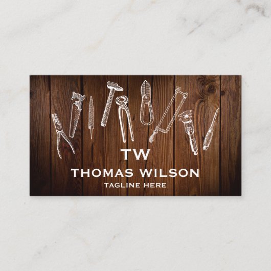 Vintage Bauweise Handyman Carpenter Tools Busi Visitenkarte (Vorderseite)