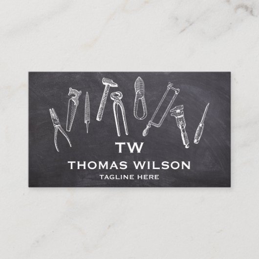 Vintage Bauweise Handyman Carpenter Tools Busi Visitenkarte (Vorderseite)