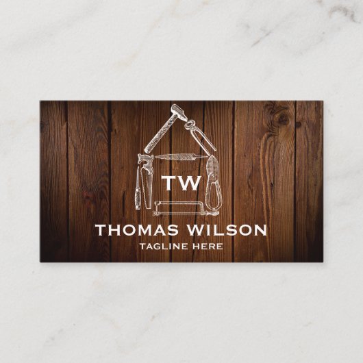 Vintage Bauweise Handyman Carpenter Tools Busi Visitenkarte (Vorderseite)