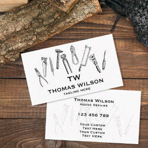 Vintage Bauweise Handyman Carpenter Tools Busi Visitenkarte