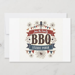 Vintage-BBQ-Picknick-Einladung – Patriotisch zum 4 Einladung