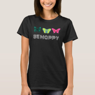 Vintage Be Happy Schmetterlinge Fette Farb-Kunst G T-Shirt