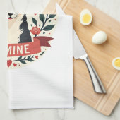 Vintage Be Mine Corgi Valentine Floral Folk Art De Geschirrtuch (Viertel Falte)