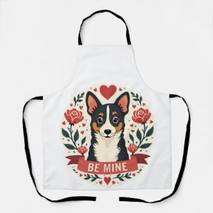 Vintage Be Mine Corgi Valentinstag Florale Folk Ar Schürze