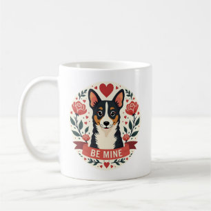 Vintage Be Mine Corgi Valentinstag Florale Volksku Kaffeetasse