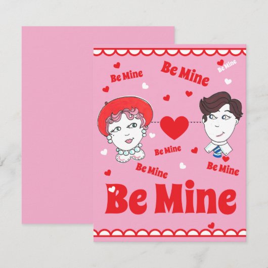 Vintage Be Mine Valentines Flat Card (Vorne/Hinten)