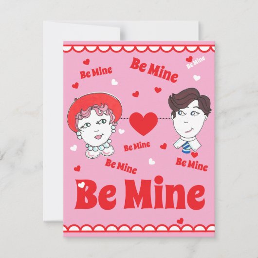 Vintage Be Mine Valentinstag-Flatcard (Vorderseite)