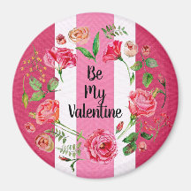 Vintage Be My Valentine Rosa Weiß Gestreift