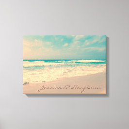 Vintage Beach Bride und Groom Namen Leinwanddruck