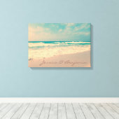 Vintage Beach Bride und Groom Namen Leinwanddruck (Insitu (Holzboden))