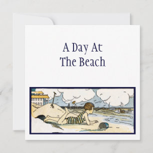 Vintage Beach Etching Editierbare Einladungen