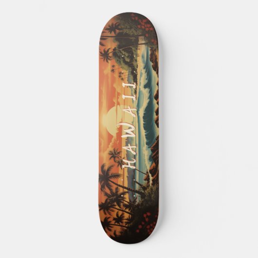 Vintage Beach Hawaii Skateboard (Vorderseite)