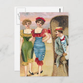 Vintage Beach Illustration Postcard Postkarte (Vorne/Hinten)