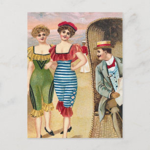 Vintage Beach Illustration Postcard Postkarte