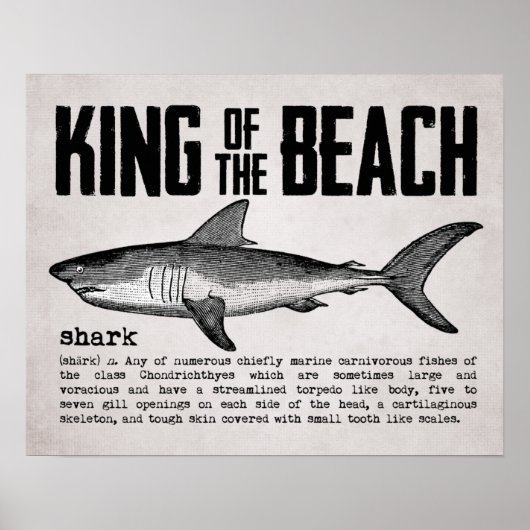 Vintage Beach King Shark Definition Poster (Vorne)