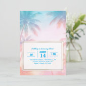 Vintage Beach Sunset Palm Trees Pastel             Einladung (Stehend Vorderseite)