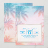 Vintage Beach Sunset Palm Trees Pastel             Einladung (Vorne/Hinten)