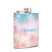 Vintage Beach Sunset Palm Trees Pastel Flachmann (Rechts)