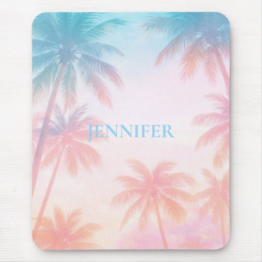Vintage Beach Sunset Palm Trees Pastel             Mousepad (Vorne)