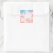 Vintage Beach Sunset Palm Trees Pastel             Quadratischer Aufkleber (Tasche)