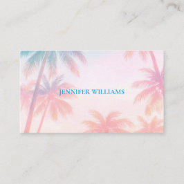 Vintage Beach Sunset Palm Trees Pastel             Visitenkarte