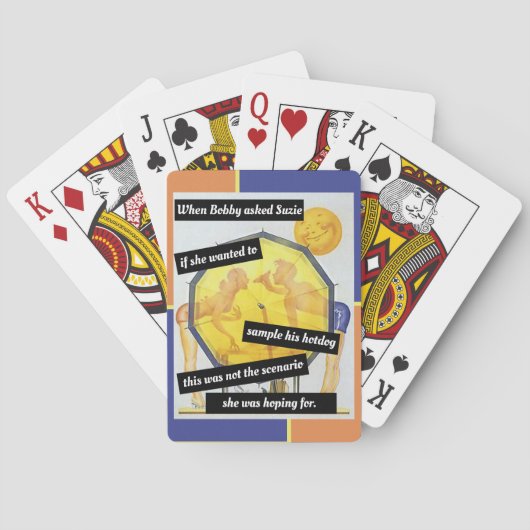 Vintage Beach Szene, Couple Behind Umbrella, Funny Spielkarten (Rückseite)