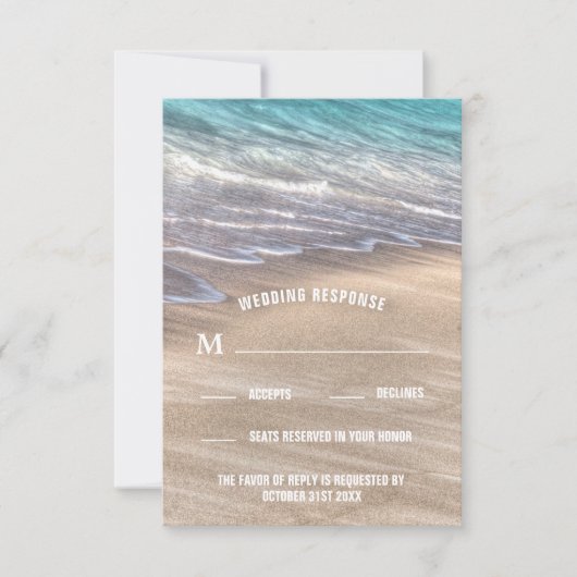 Vintage Beach Waves und Sand Wedding RSVP Cards (Vorderseite)