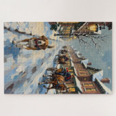 Vintage-Beagle auf einer verschneiten viktorianisc Puzzle (Horizontal)