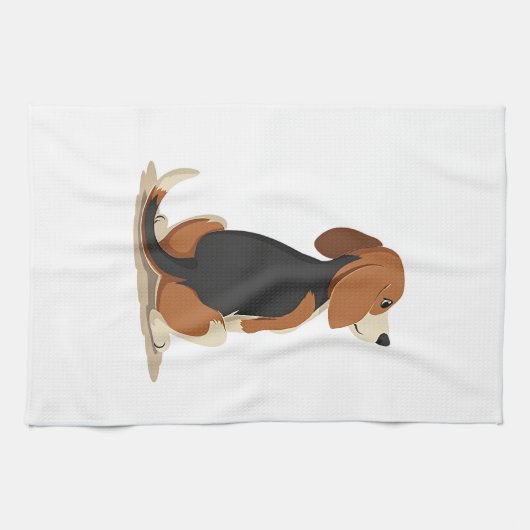 Vintage Beagle Dog Back View Illustration Pet Love Geschirrtuch (Horizontal)