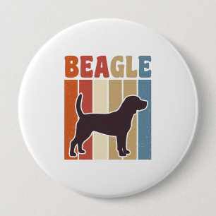 Vintage-Beagle-Hund Retro-Streifen-Vektor-Design_1 Button