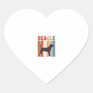 Vintage-Beagle-Hund Retro-Streifen-Vektor-Design_1 Herz-Aufkleber