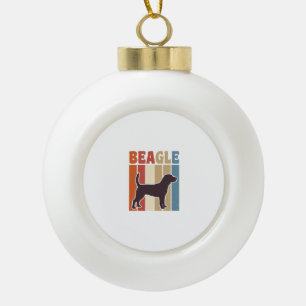 Vintage-Beagle-Hund Retro-Streifen-Vektor-Design_1 Keramik Kugel-Ornament