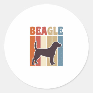 Vintage-Beagle-Hund Retro-Streifen-Vektor-Design_1 Runder Aufkleber