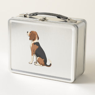 Vintage-Beagle-Hund Rückansicht Illustration Pet-L Metall Brotdose