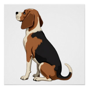 Vintage-Beagle-Hund Rückansicht Illustration Pet L Poster