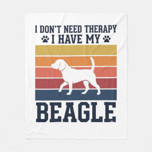 Vintage-Beagle-Hund-Therapie-Shirt-Design_1 Fleecedecke