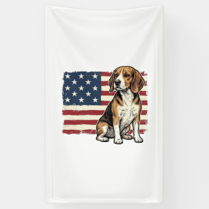 Vintage-Beagle-patriotisches-Flagge-Hunde-Shirt-De Banner