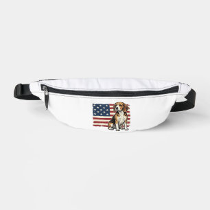 Vintage-Beagle-Patriotismus-Flagge-Hunde-Shirt-Des Bauchtasche