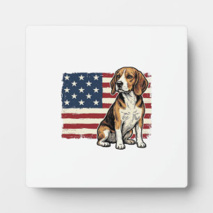 Vintage-Beagle-Patriotismus-Flagge-Hunde-Shirt-Des Fotoplatte