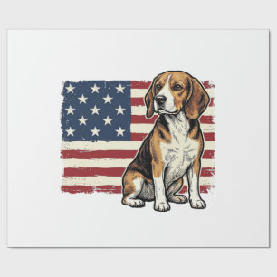 Vintage-Beagle-Patriotismus-Flagge-Hunde-Shirt-Des Geschenkpapier