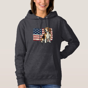 Vintage-Beagle-Patriotismus-Flagge-Hunde-Shirt-Des Hoodie