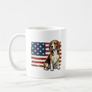 Vintage-Beagle-Patriotismus-Flagge-Hunde-Shirt-Des Kaffeetasse