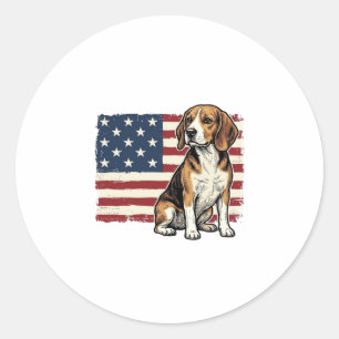 Vintage-Beagle-Patriotismus-Flagge-Hunde-Shirt-Des Runder Aufkleber