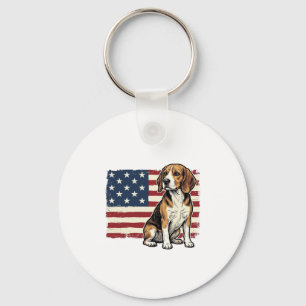 Vintage-Beagle-Patriotismus-Flagge-Hunde-Shirt-Des Schlüsselanhänger